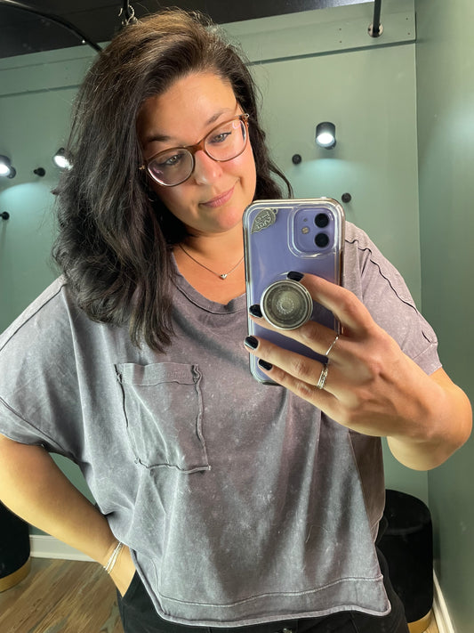 Mineral Washed Oversized Crop Knit