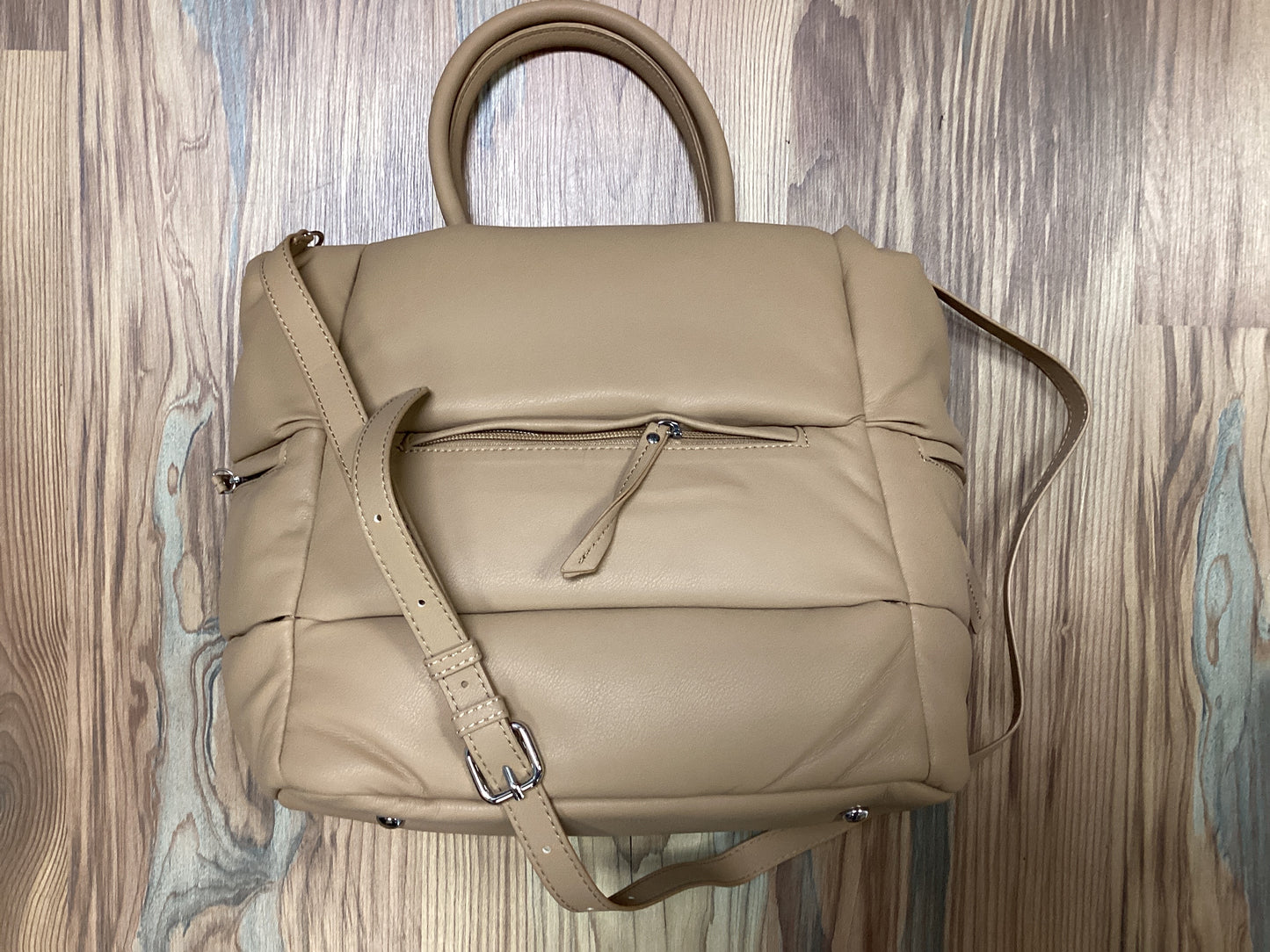 Tan Puffer Zip Tote