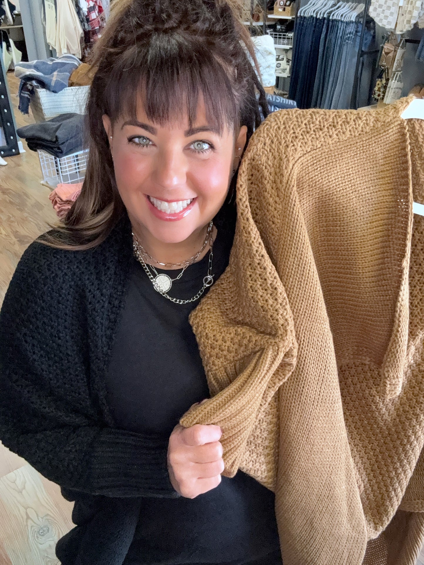 Black Bat Sleeve Knit Cardi