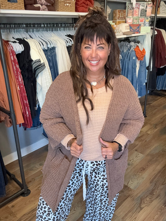 Chocolate Open Front Knit