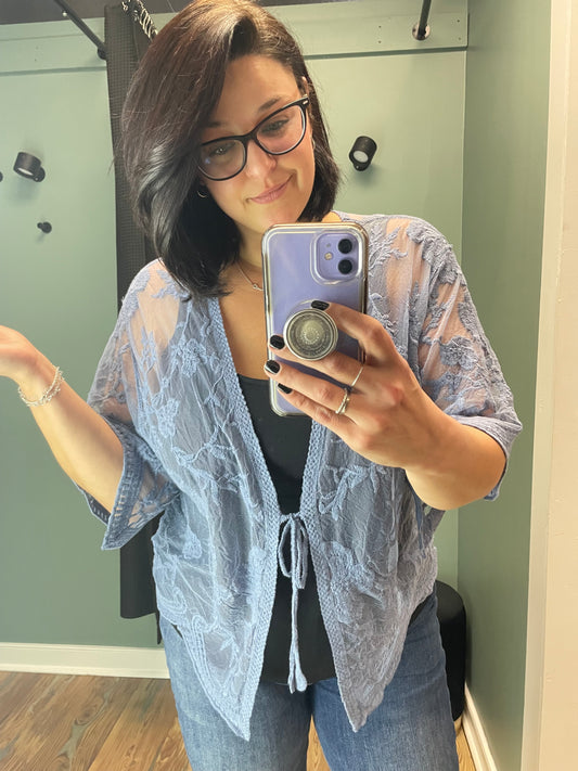Periwinkle Lace One Size Kimono
