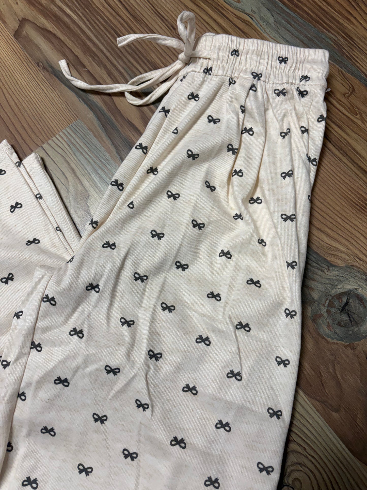 Beige Bow Pants