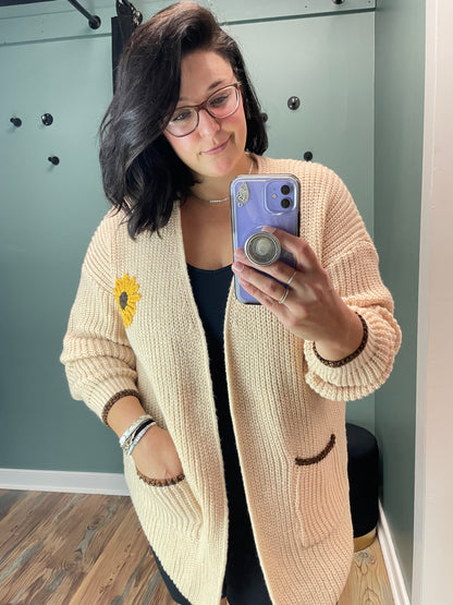 Sunflower Embroidered Cardigan