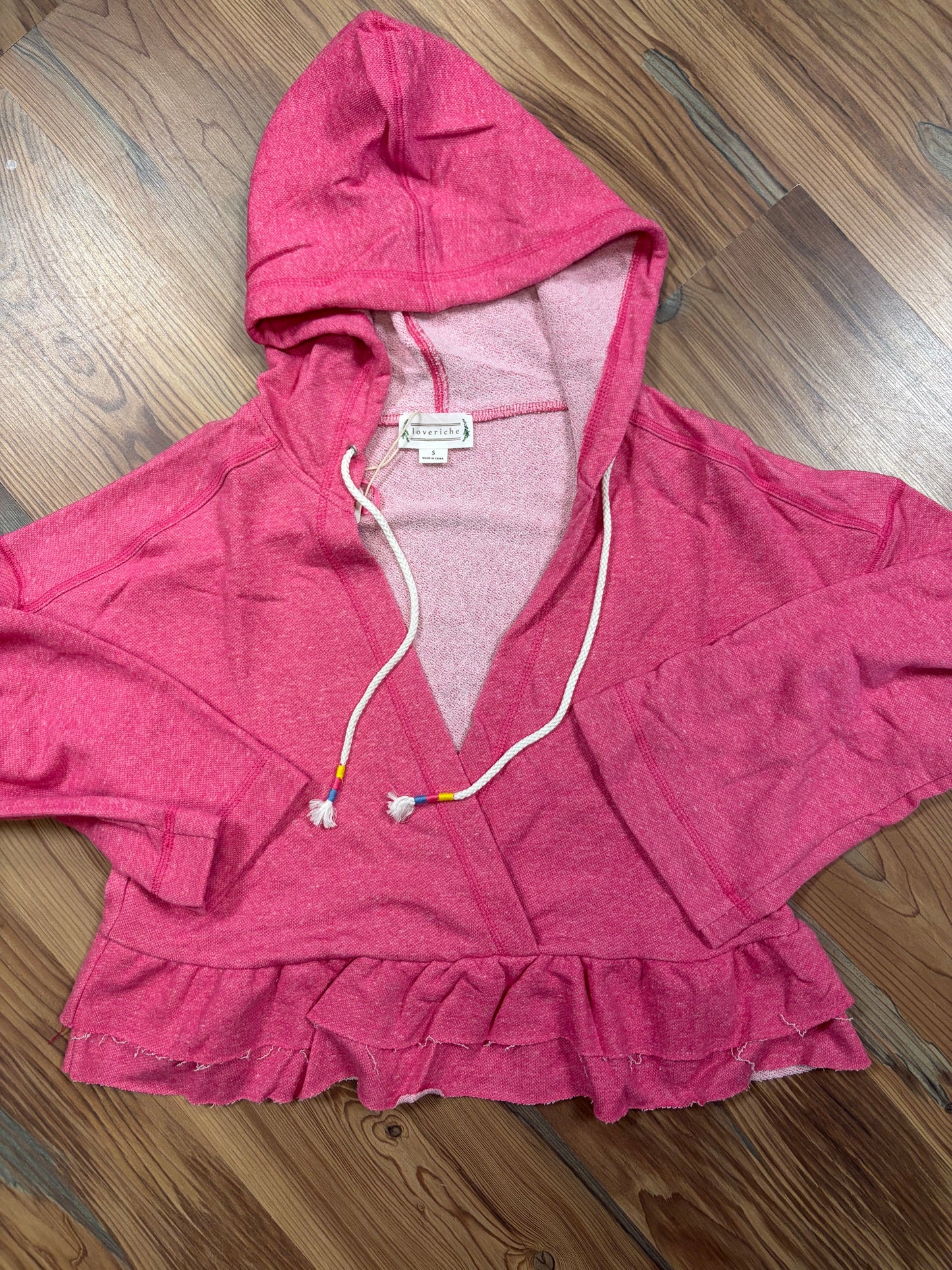Washed Pink Ruffle Hoodie