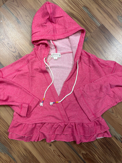 Washed Pink Ruffle Hoodie