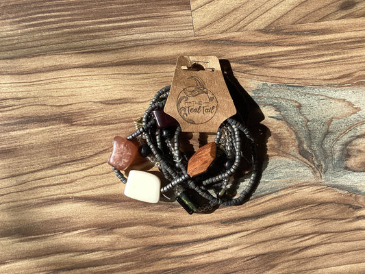 Charcoal Beaded Stretch Set