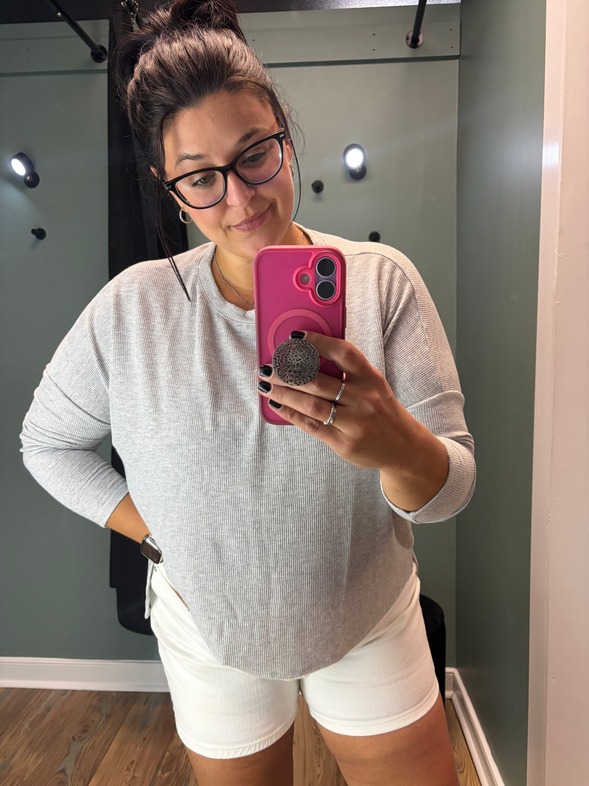 Gray Round Neck Long Sleeve