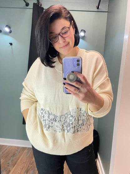 Cream Mid Lace Sweater