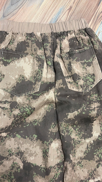 Camo Elastic Waist Cotton Pants