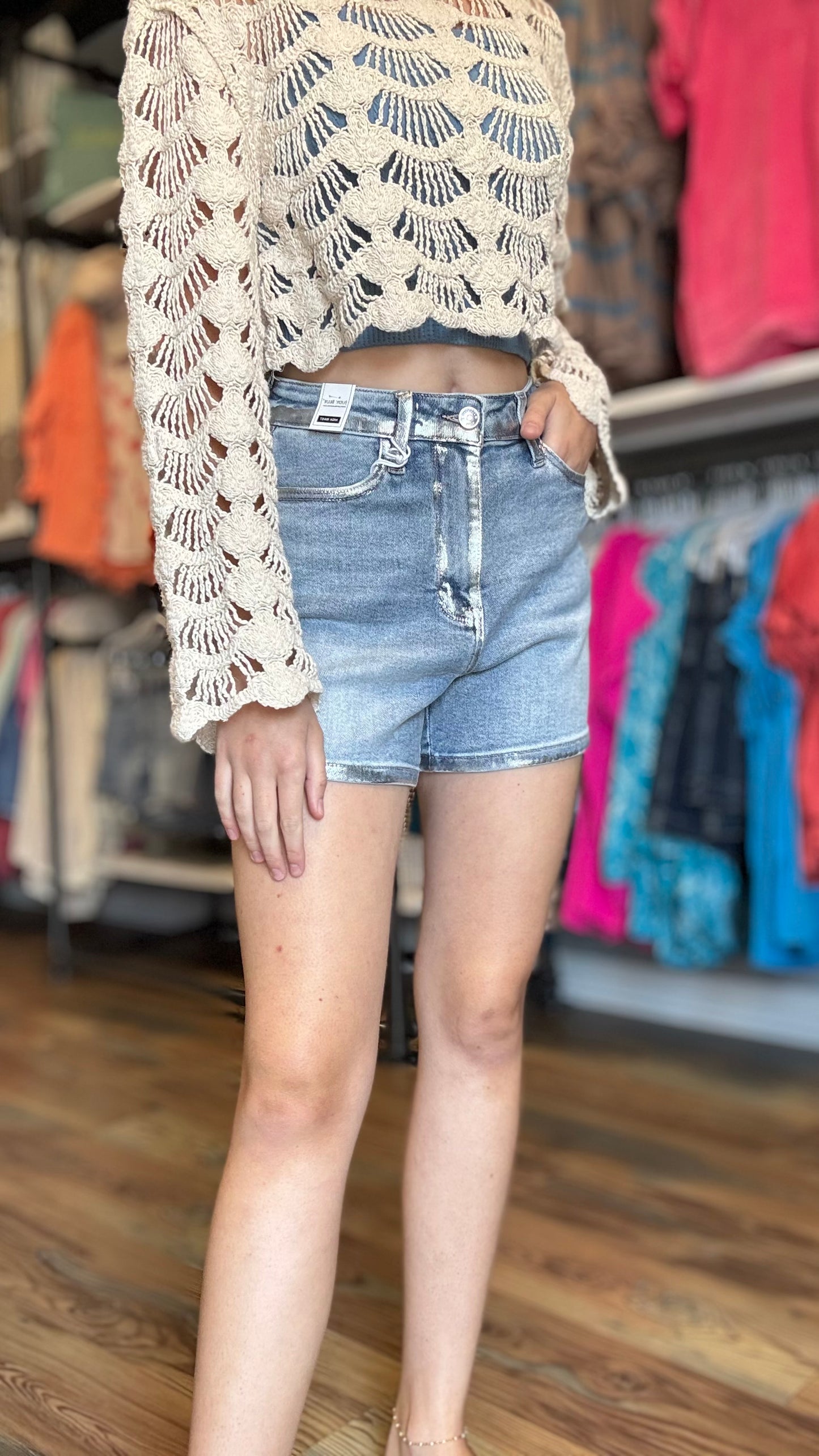 Judy Blue Foiled HW Shorts