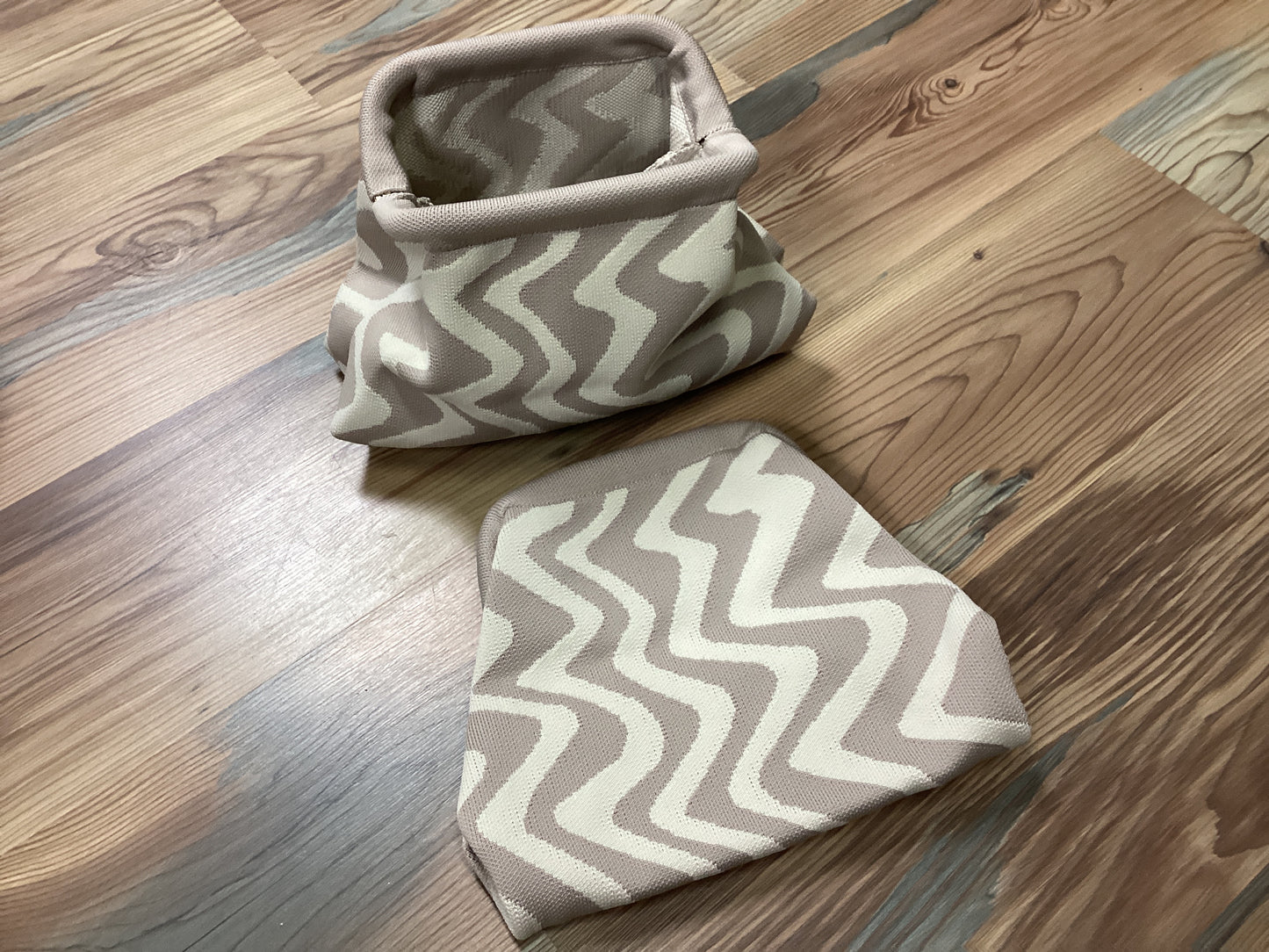 Tan Zig Zag Knit Clutch