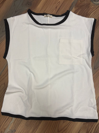 Ivory Ribbed Cap Sleeve Top