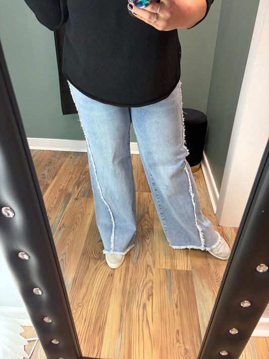 Judy Blue High Waist Light Wash Fray Seam