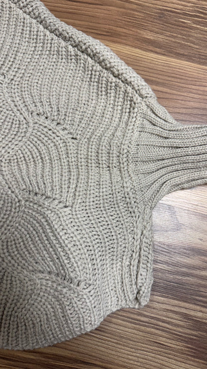 One Size Oatmeal Bat Wing Knit