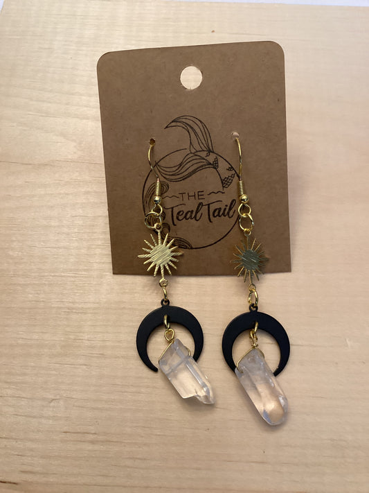 Moon Sun Crystal Dangles