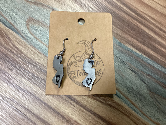 New Jersey Heart Dangle Earrings