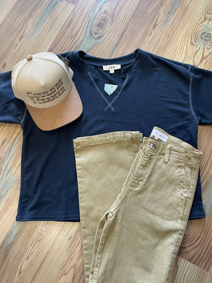 Risen Sand Side Twill Straight High Rise