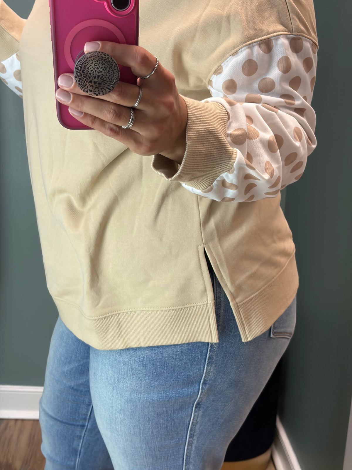 Tan Polka Dot Long Sleeve
