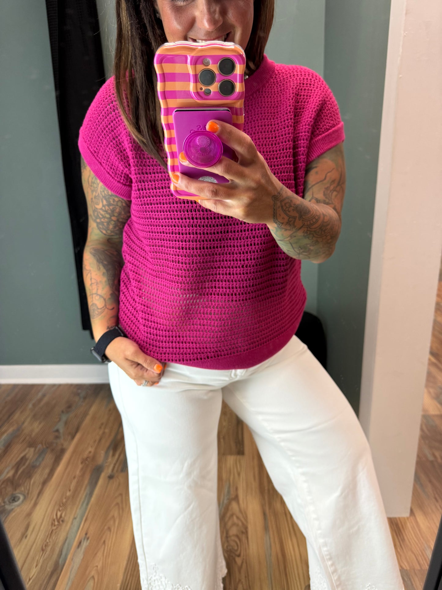 Magenta Open Knit