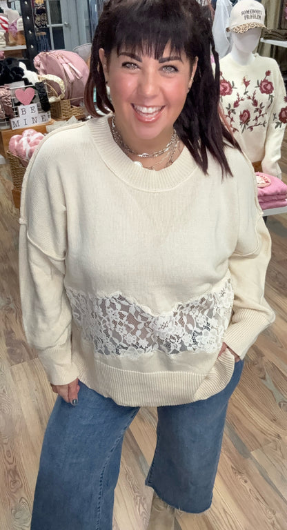 Cream Mid Lace Sweater