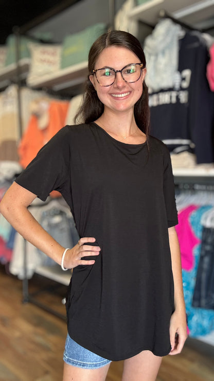 Black Eyelet Back Short Sleeve