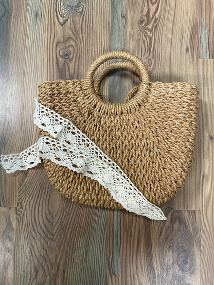 Large Straw Ribbon Bag