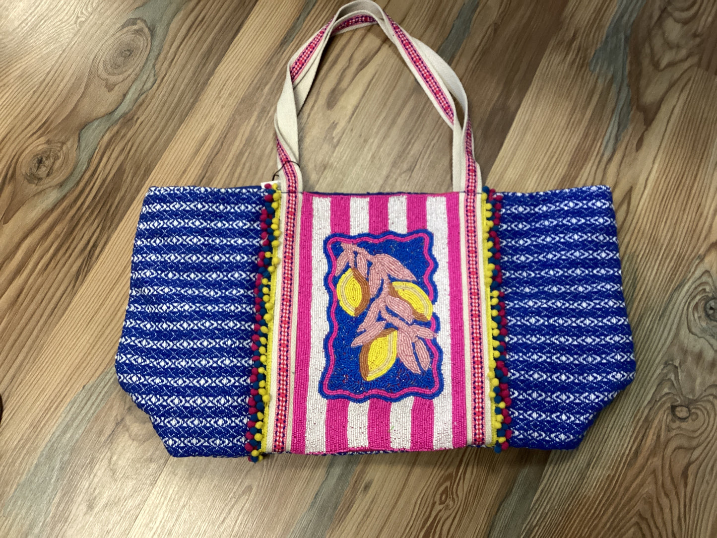Lemon Large Beaded Tote
