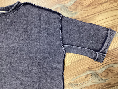 Washed Navy Half Sleeve Knit