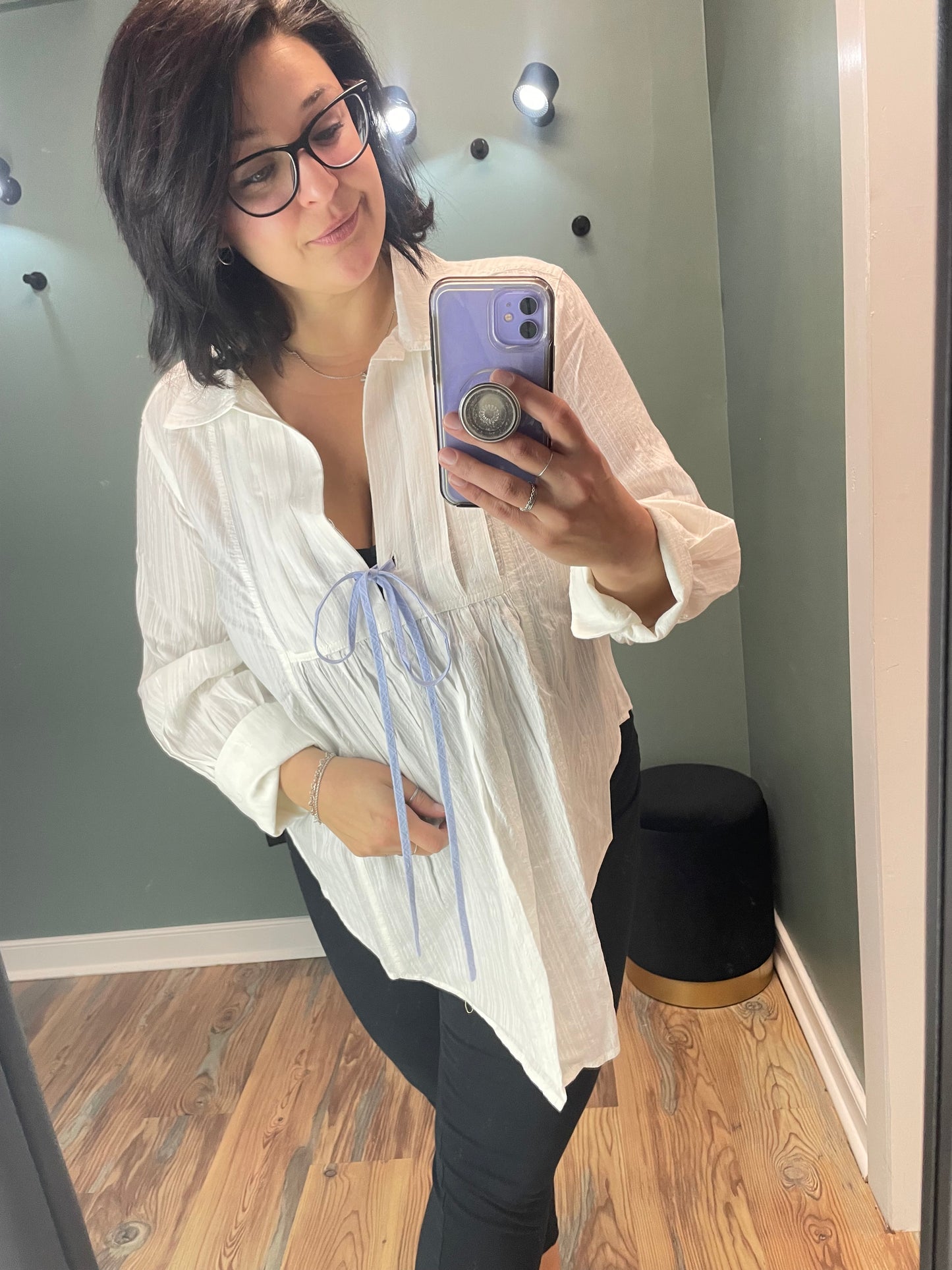 White Cotton Pin Tuck Blouse