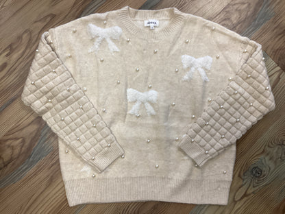 Oatmeal Bow Pearl Sweater