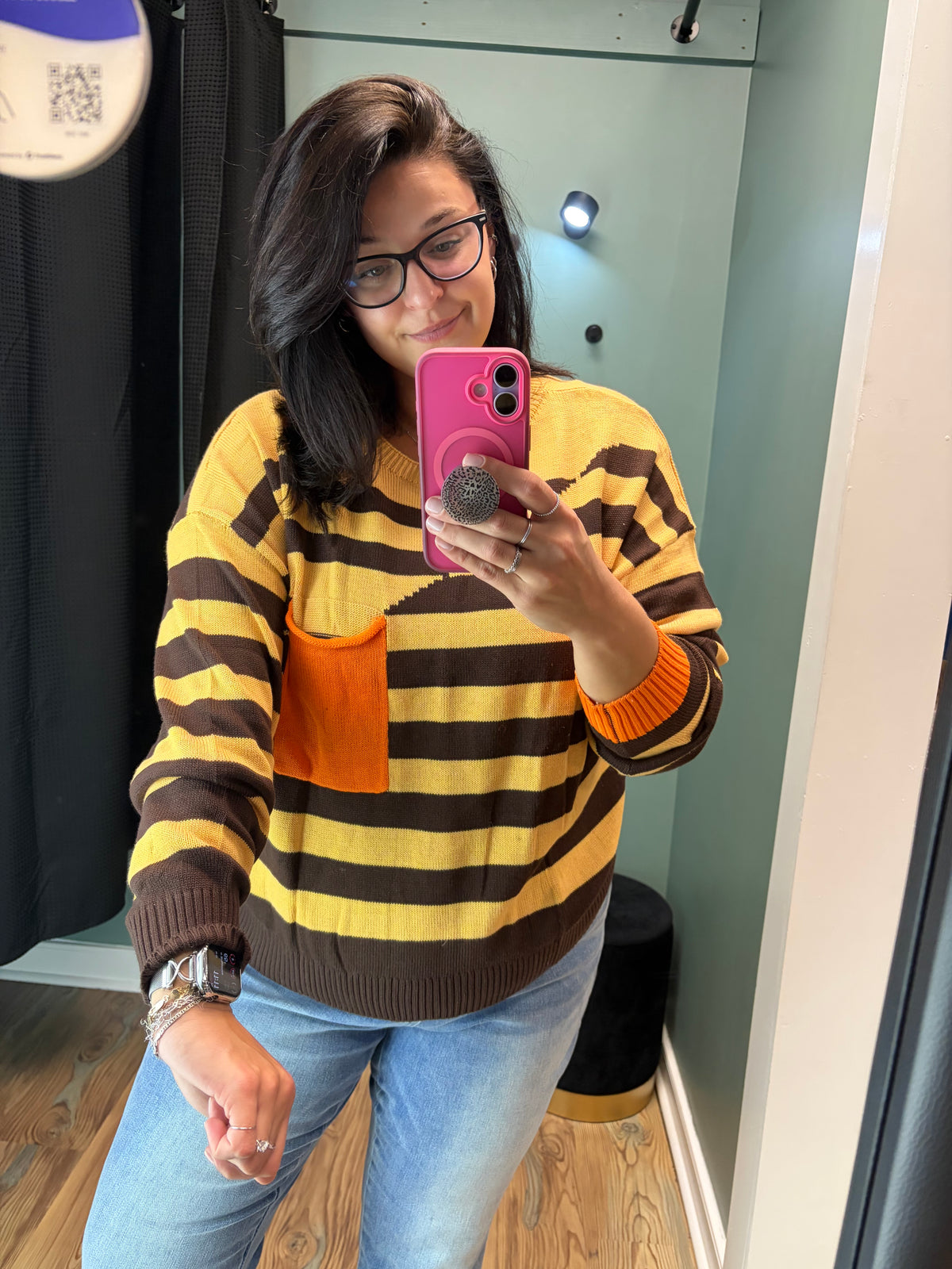 Brown Yellow Stripe Knit