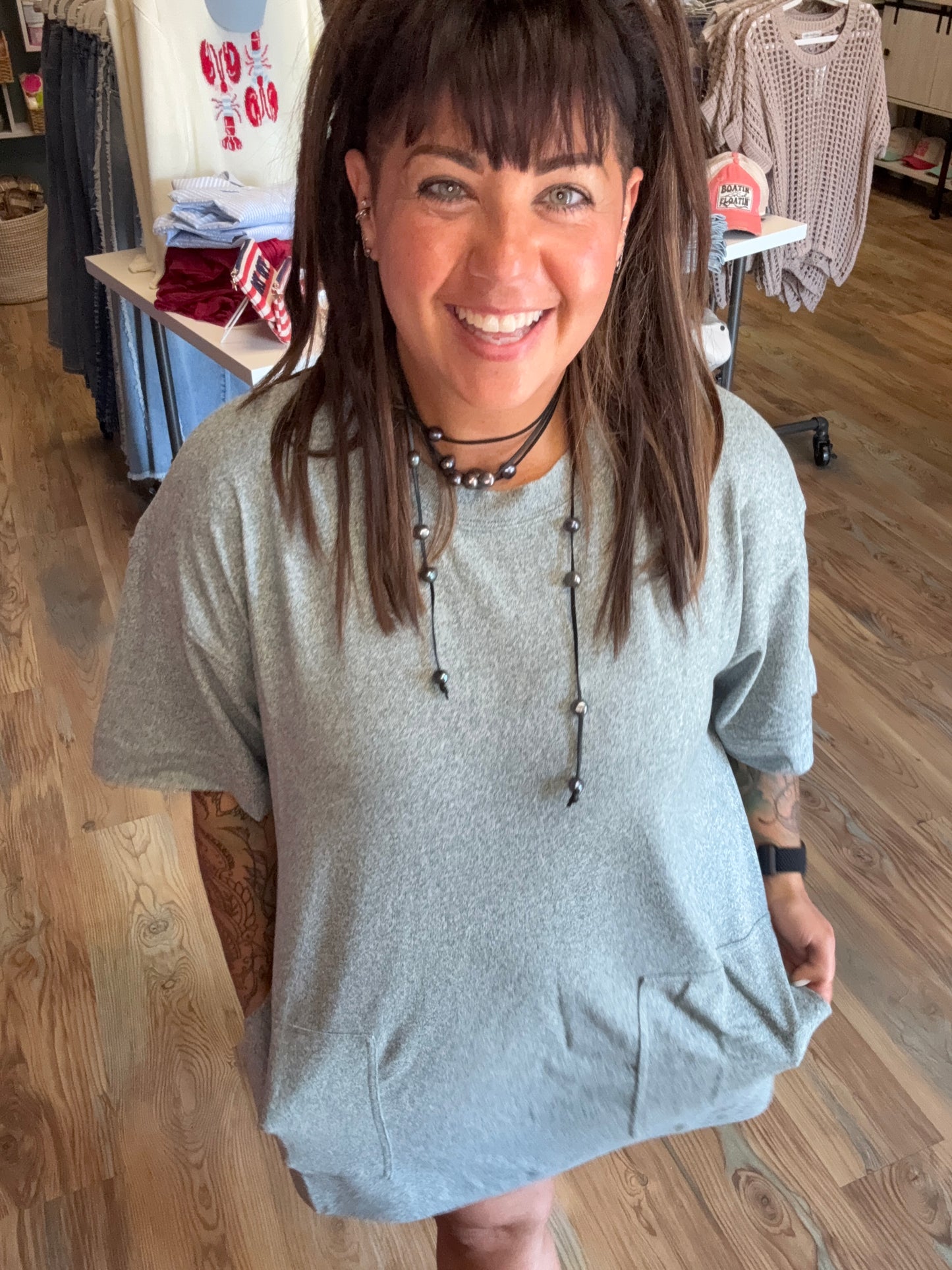 Heathered Blue T Shirt Dress