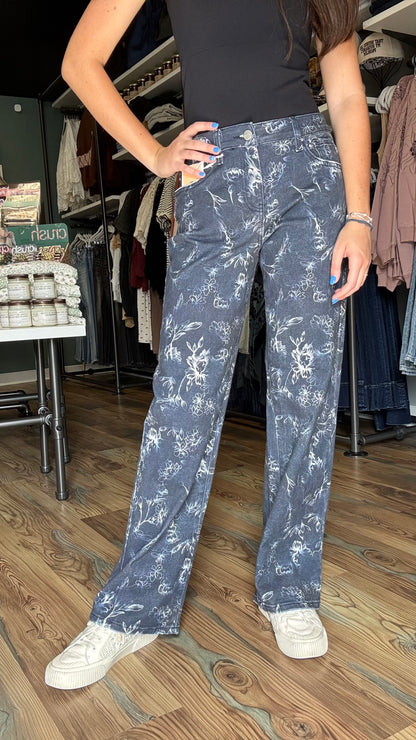 Risen Slouch Floral Jeans