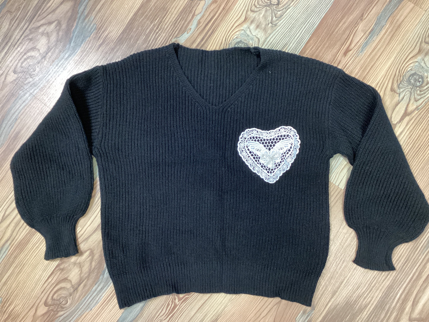 Lace Heart Pocket Sweater