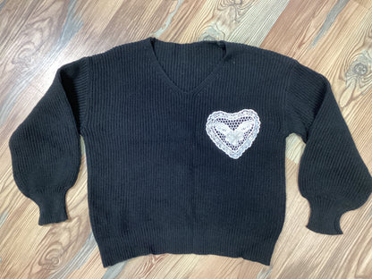 Lace Heart Pocket Sweater