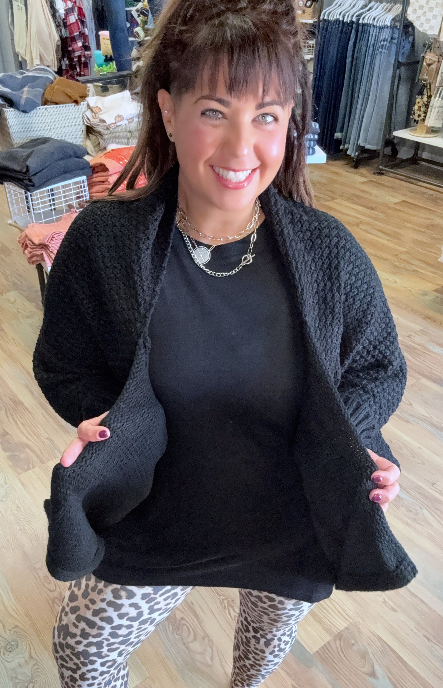 Black Bat Sleeve Knit Cardi