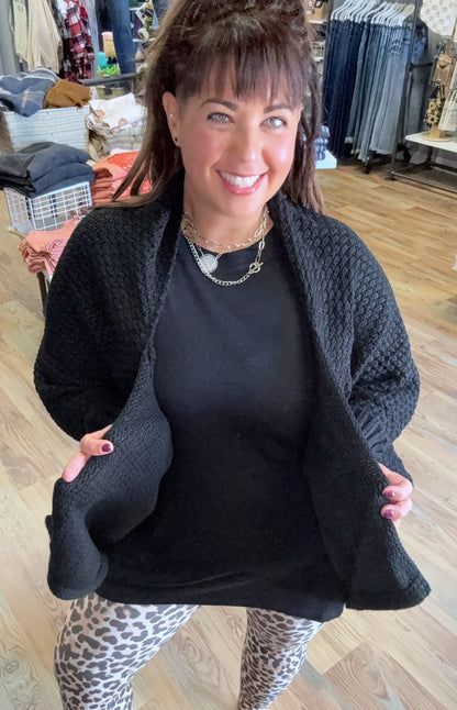 Black Bat Sleeve Knit Cardi