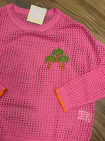 Pink Palm Open Knit