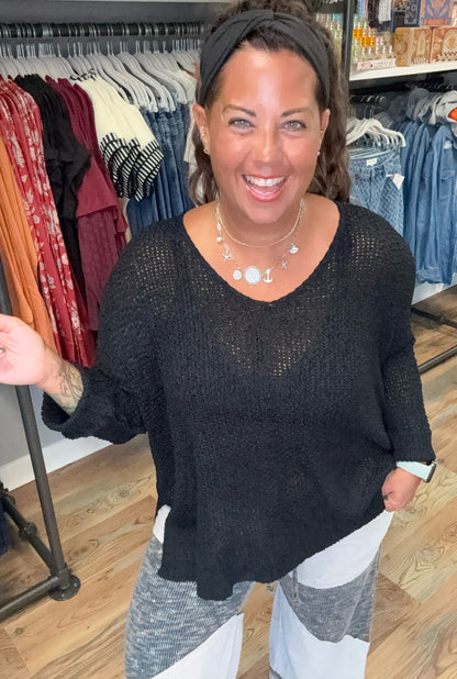 Black One Size Side Slit Knit