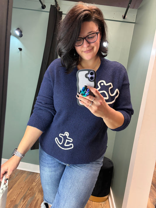 Royal Anchor Knit Top