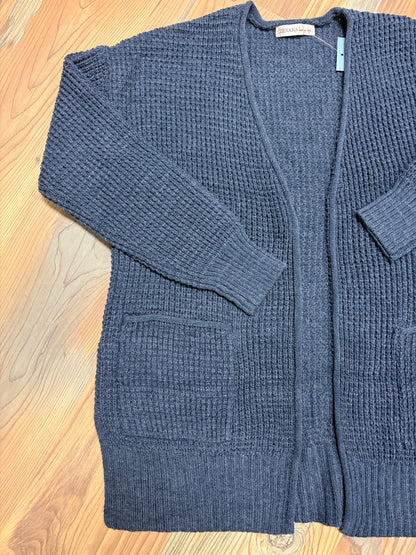 Midnight Open Front Waffle Cardi