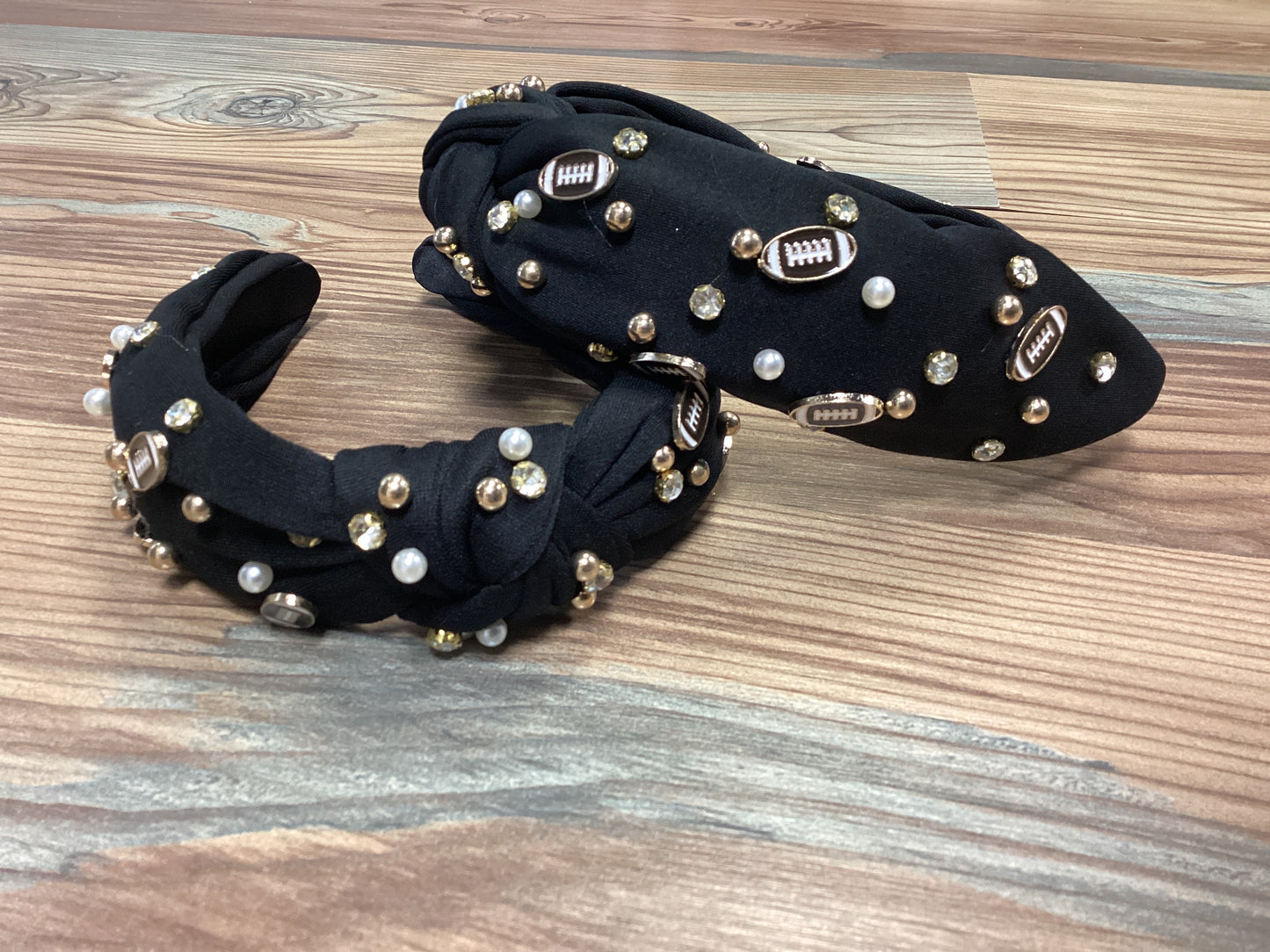 Black Plush Football Headband