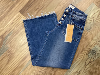 Risen High Rise Crop Button Fly