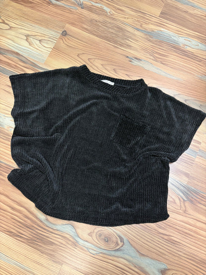 Black Chenille Waffle Top
