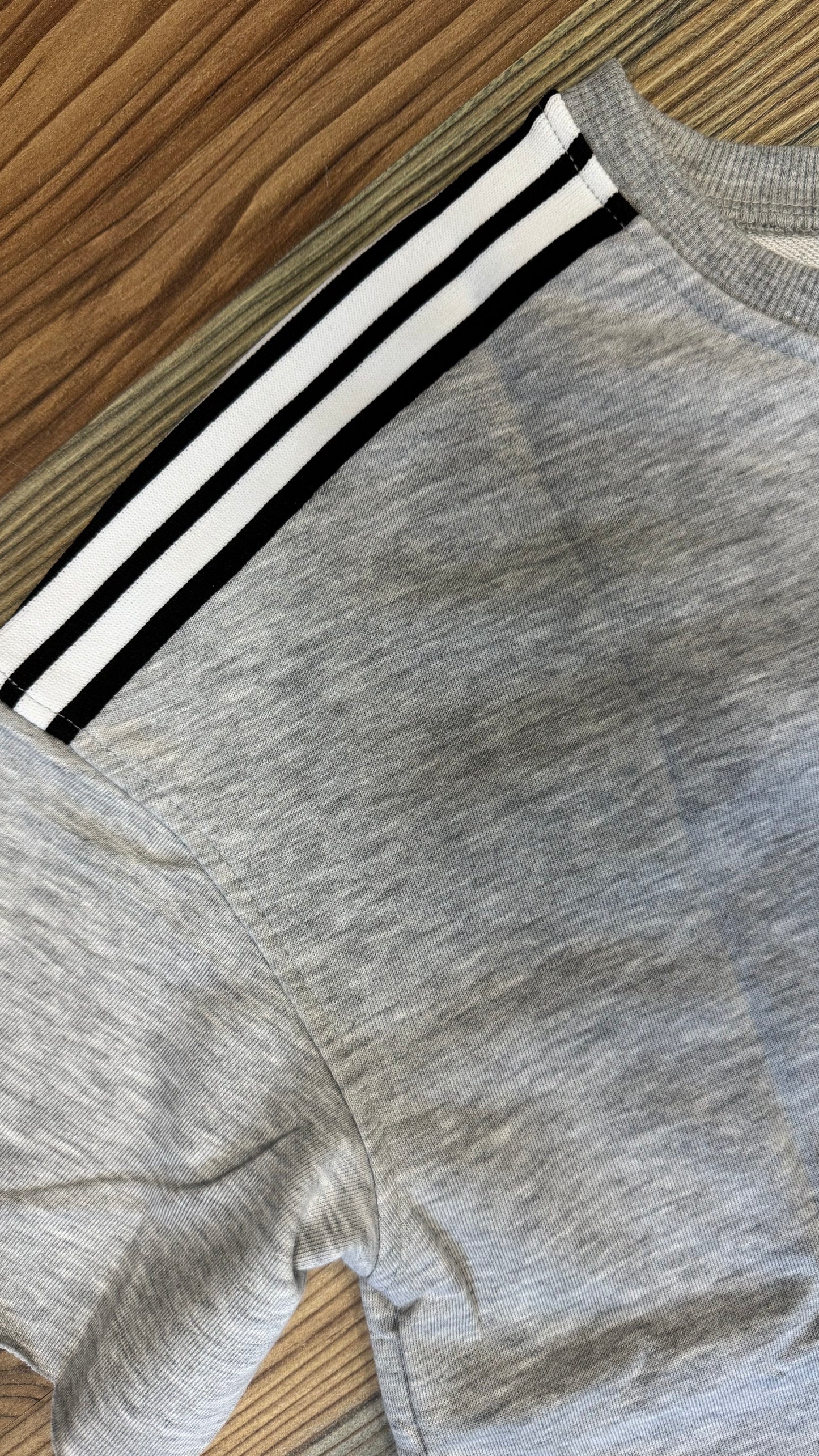 Grey Striped Detail Half Sleeve