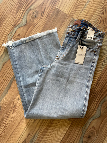 Judy Blue Mid Rise Ankle Wide Raw Hem