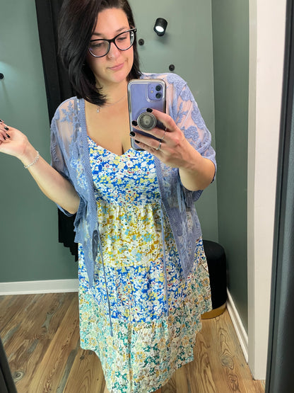 Periwinkle Lace One Size Kimono
