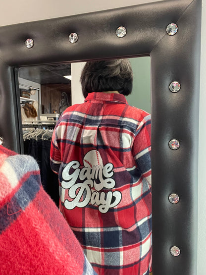Red Custom Baseball Flannel