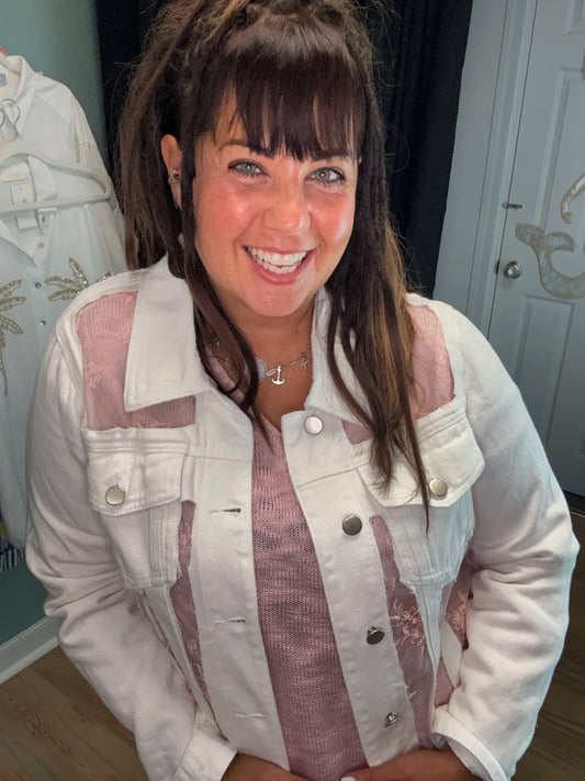 White Denim & Lace Jacket