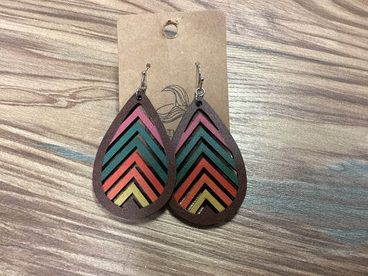 Colorful Wooden Teardrop Dangle